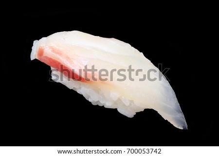 Madai sushi (Red sea bream) on black background Royalty-Free Stock Photo #700053742