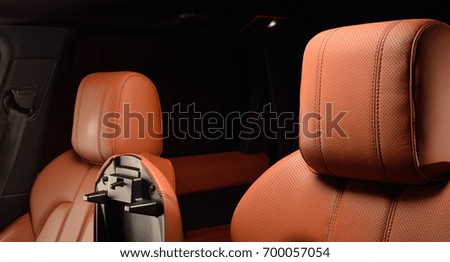 luxury car steering wheel with button swich orange color leather 