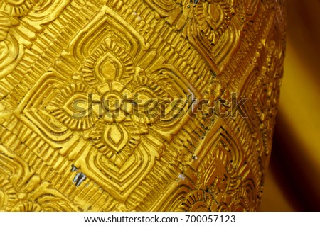 ABSTRACT - stucco sculpture in Thailand temple pattern - Golden blurred.