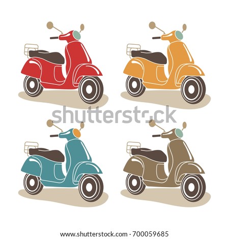 Scooter motorbike retro icons. Italian style. Vector Illustration