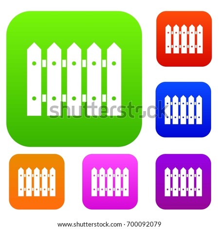Wooden fence set icon in different colors isolated vector illustration. Premium collection