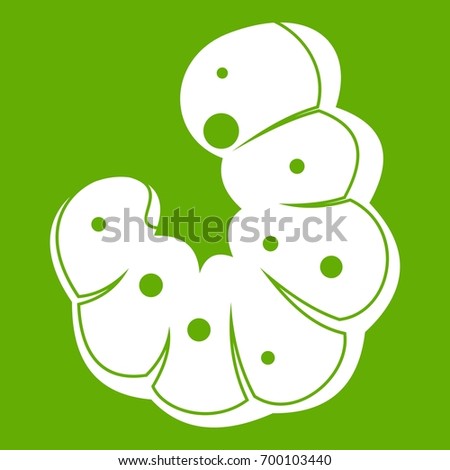 Worm icon white isolated on green background. Vector illustration