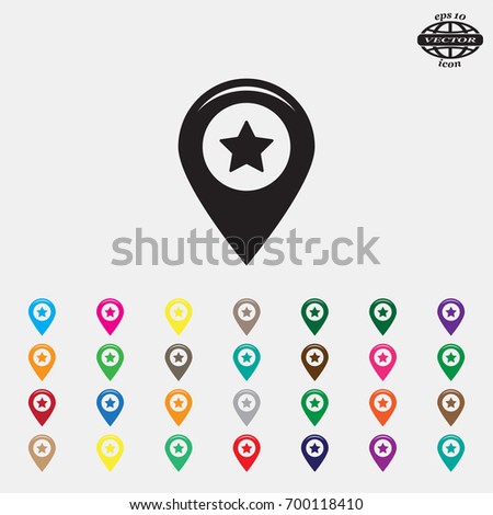 Map pointer with star - places optimization. Vector icon