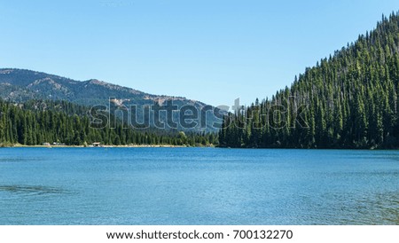 Mountain lake in mountains at sunny day British Columbia Canada