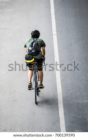 Aerial view shot of bicycle on the road