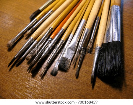 Wooden brush paintbrushes artist drawing macro photo