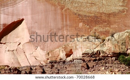 Petroglyphes close up in Capitol Reef
