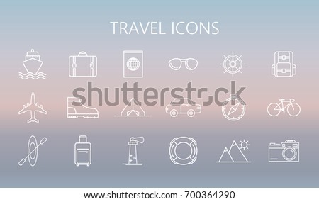 Travel icon set outline