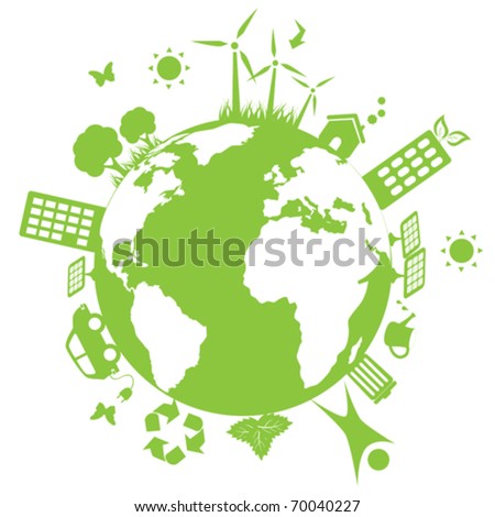 Green environment symbols on earth