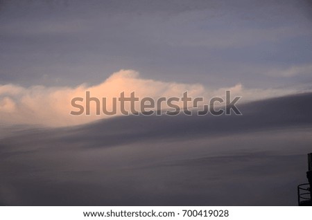 Cloudscape, Colored Clouds at Sunset near the Ocean