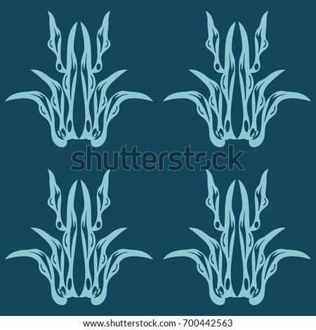 Patern - abstract flower of a large size - light blue on a blue background - art creative vector