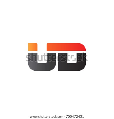 Initial letter UD, straight linked line bold logo, gradient fire red black colors
