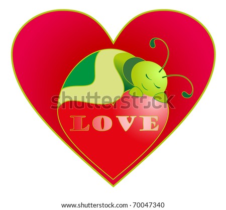 Vector illustration. Valentine love caterpillar.