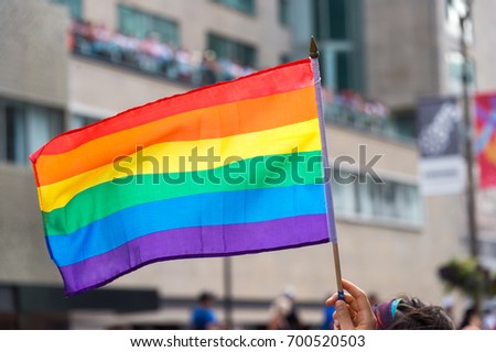 Gay rainbow flag waving in the wind