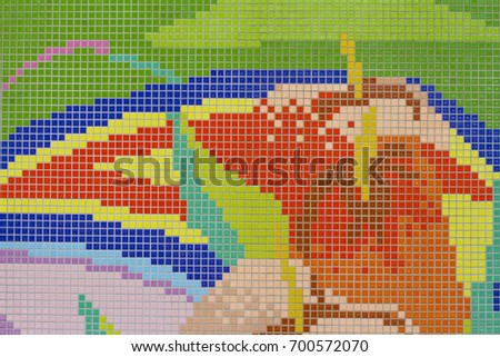 Mosaic tiles wall, pixel colorful art