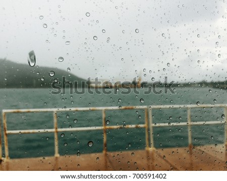 Water droplets on glass  with background blurred