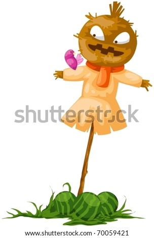illustration of isolated scarecrow on white background