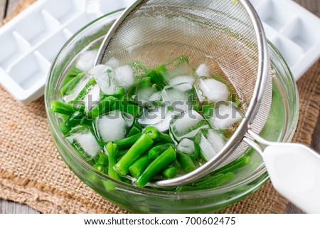 Boiled vegetables, green beans Royalty-Free Stock Photo #700602475