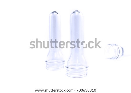 PET bottle preform isolated on white.