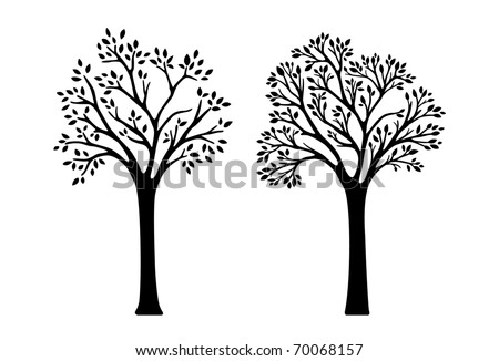 2 versions of tree silhouettes - vector illustration
