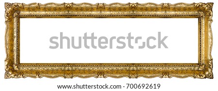 Very Big Old Gold picture frame, isolated on white 