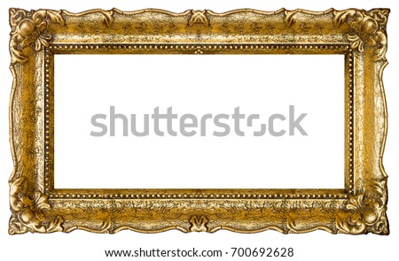 Very Big Old Gold picture frame, isolated on white - extra large file and quality - 33mpx