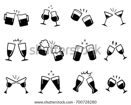 glass cups cheers icons set Royalty-Free Stock Photo #700728280