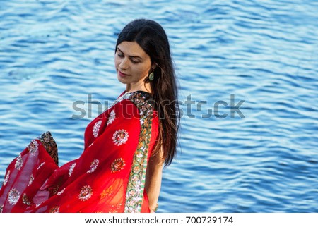 Indian girl near the sea
