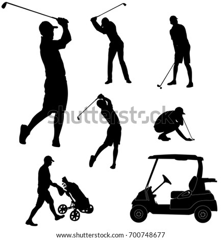 golf players silhouettes - vector