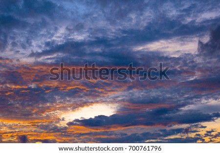 Light at sunset on cloudscape,Colorful of cloud in twilight time,amazing of sky in the evening