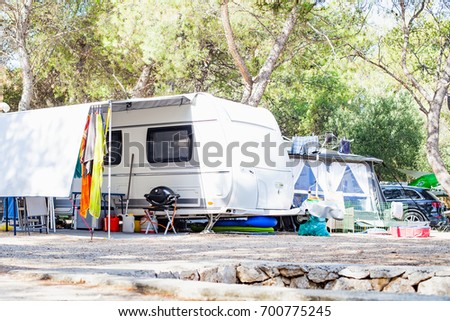 Picture of camper vans by the Adriatic Sea in Trogir's camping place, Croatia