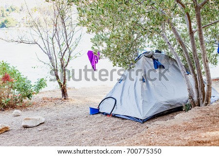 Picture of a tent by the adriatic seashore in Trogir's camping, Croatia
