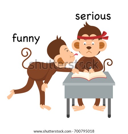 Opposite funny and serious vector illustration