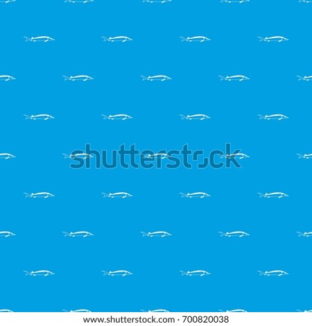 Fish pattern repeat seamless in blue color for any design. Vector geometric illustration