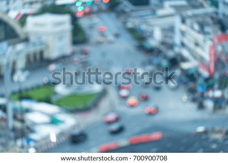 Abstract blur of urban  traffic background.Top view.