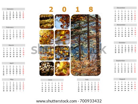 2018 calendar with nature 