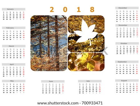 2018 calendar with nature 