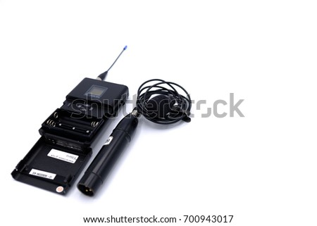 wireless microphone lavalier on white background