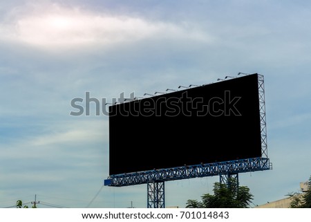Blank billboard black screen ready for new advertisement.