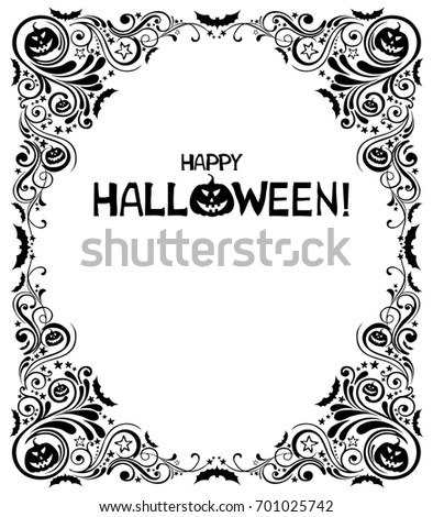 Happy Halloween! Celebration white background with bat, pumpkin, star and place for your text. Vector illustration