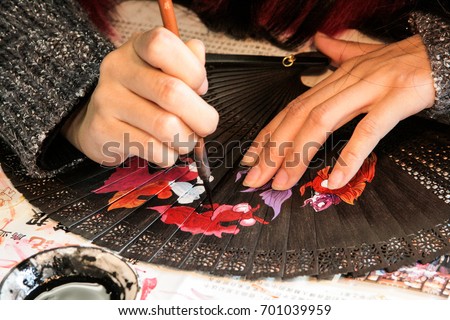 Painting of chinese hand fan