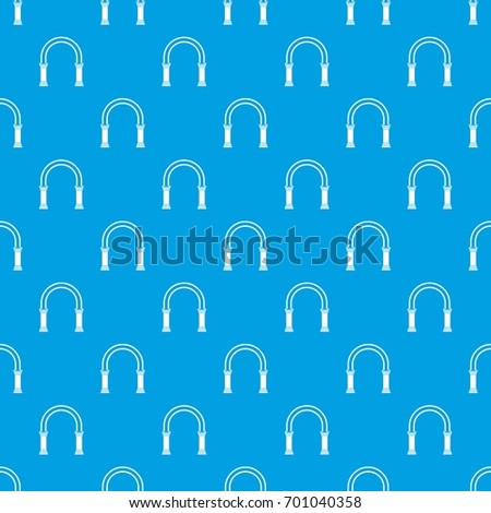 Arch pattern repeat seamless in blue color for any design. Vector geometric illustration