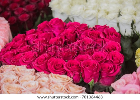 Large bouquets of roses in different colors