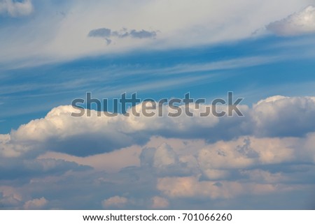 clouds on evening blue sky, natural background or backdrop