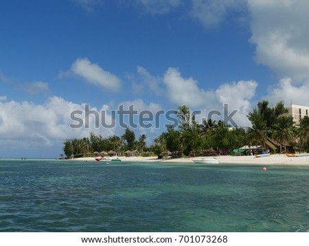 Pristine beach and clear blue waters of Saipan, Northern Mariana Islands
