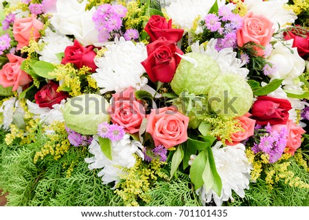Beautiful bunch of colorful flowers.Colorful rose.Flora background.