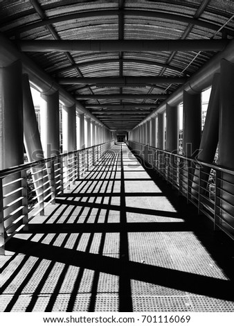 Perspective walkways. Black and white concept.