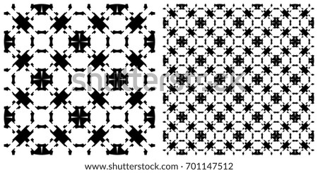Seamless of line pattern on transparent background. Single pattern is shown in the left. The example of assembly seamless is shown in the right.  