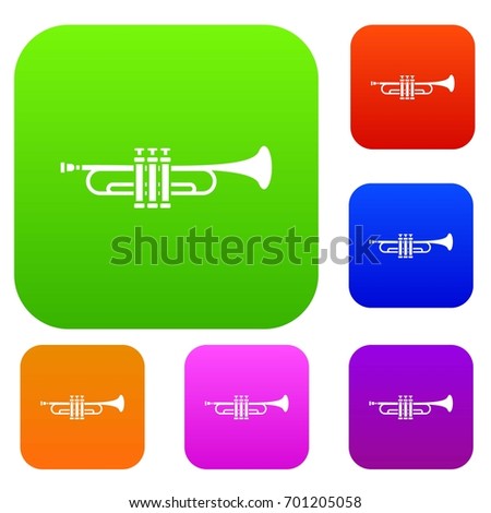 Brass trumpet set icon in different colors isolated vector illustration. Premium collection