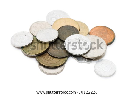 Old coins isolated on white background